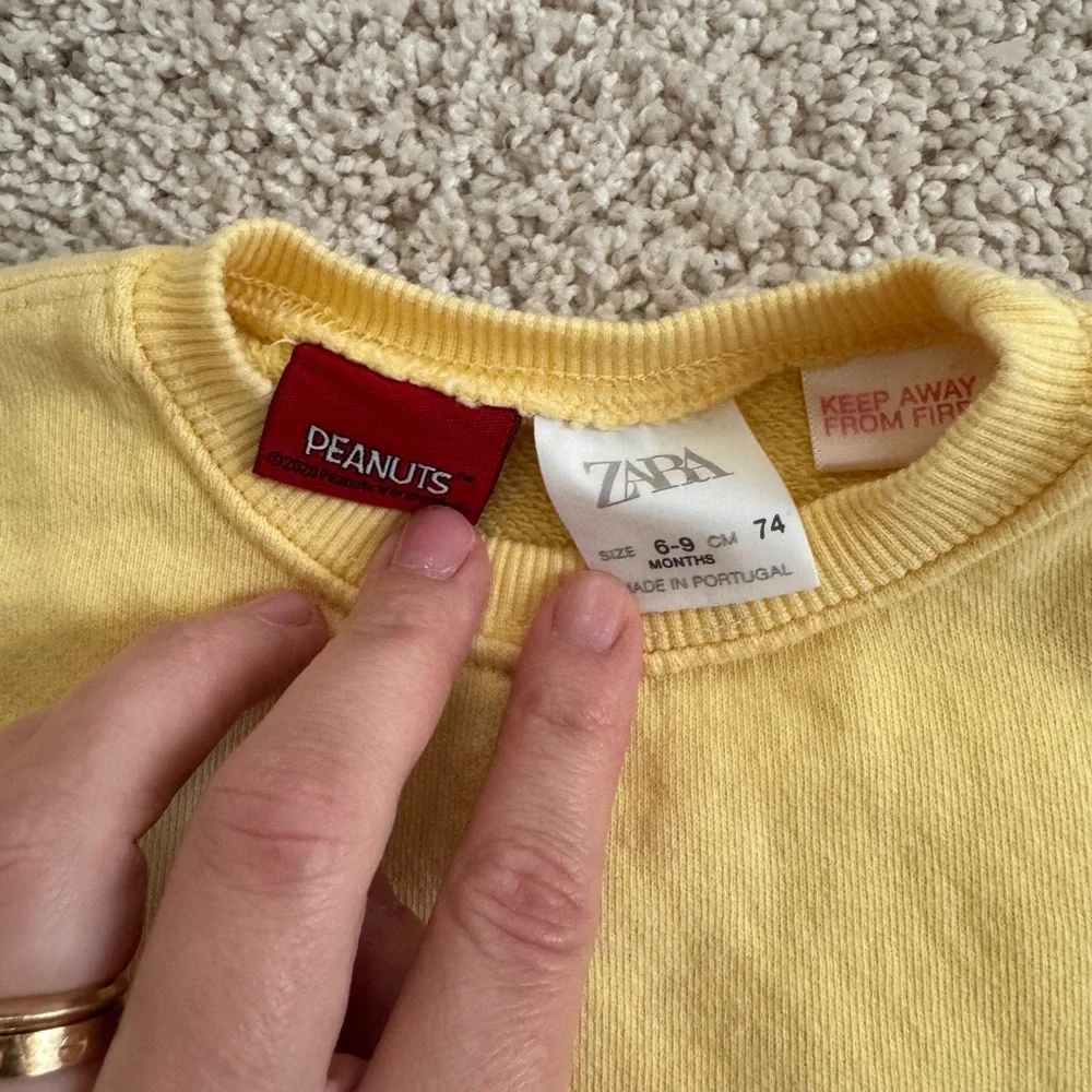 Zara Snoopy Sweatshirt | 6–9 Months | Like New - Picture 2 of 4